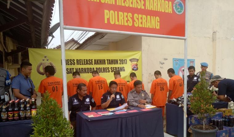 Press release Satnarkoba Polres Serang. (Foto: TitikNOL)