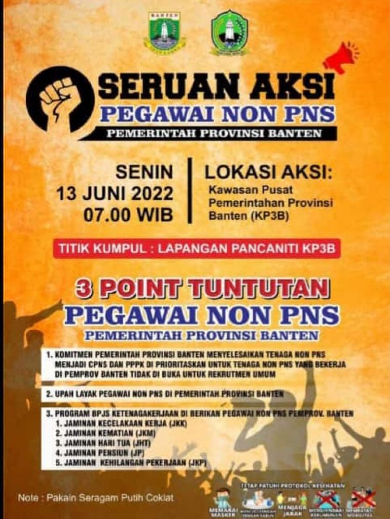 Poster seruan aksi non PNS di Pemprov Banten yang tersebar di pesan whatsaap (istimewa)